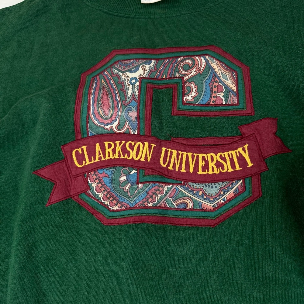 VTG Clarkson University Hanes Sweatshirt Men Large Green Crewneck Golden Knights - Picture 4 of 11
